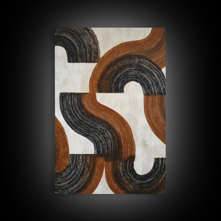 Dynamic Black Brush Marks on Neutral Ground Canvas Print, Modern Art, Digital Prints, Living Room Decor, Fine Art, Modern, MOD-2x3-67