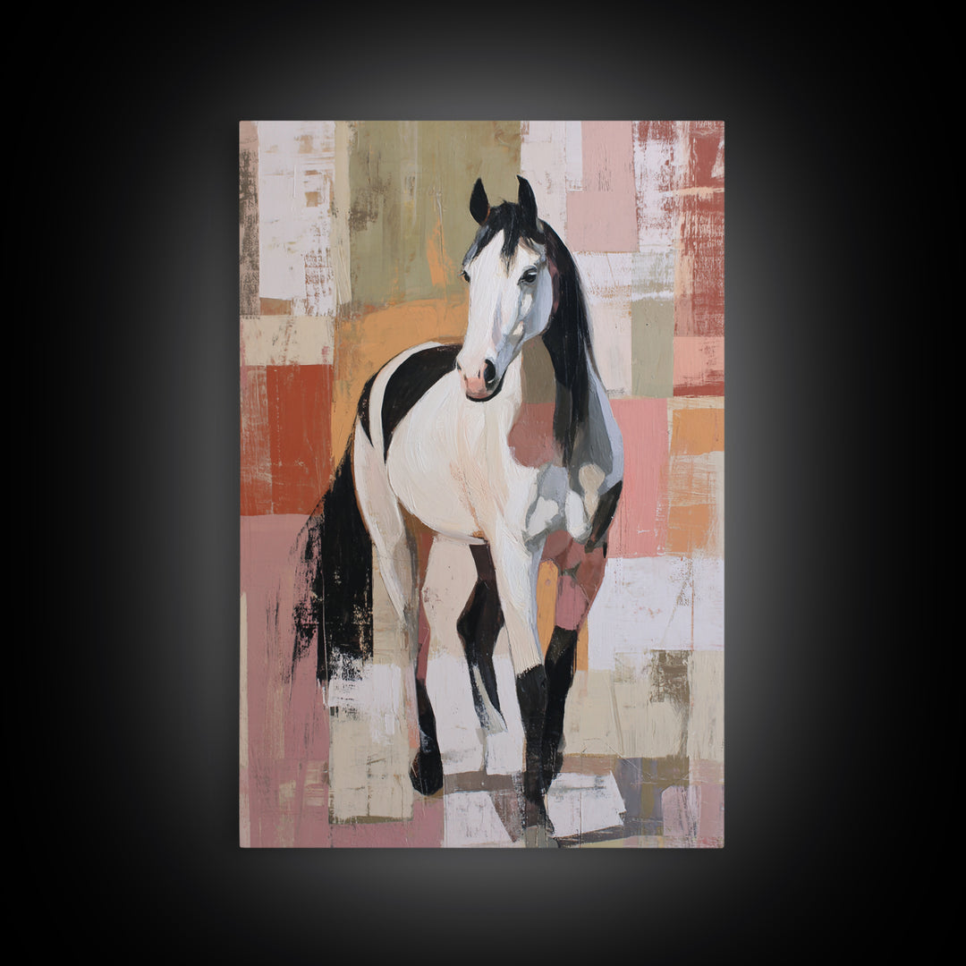 Contemporary Horse Portrait Canvas Print, Modern Art, Digital Art, Living Room Decor, Fine Art, Modern, Abstract Wall Art, MOD-2x3-71