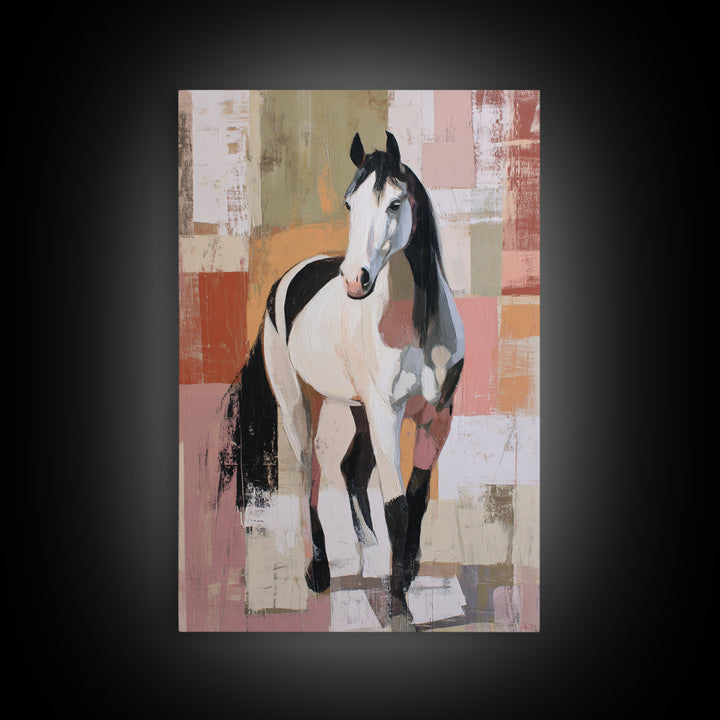 Contemporary Horse Portrait Canvas Print, Modern Art, Digital Art, Living Room Decor, Fine Art, Modern, Abstract Wall Art, MOD-2x3-71