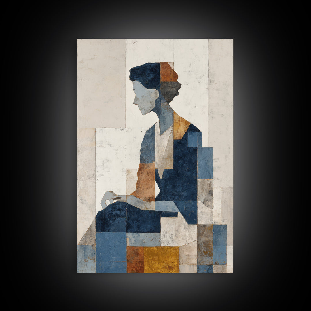 Fragmented Figure Study Framed Canvas Print, Modern Art, Wall Hanging, Living Room Decor, Oil Painting, Modern, MOD-2x3-73