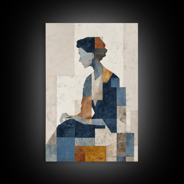 Fragmented Figure Study Framed Canvas Print, Modern Art, Wall Hanging, Living Room Decor, Oil Painting, Modern, MOD-2x3-73