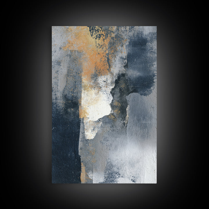 Monochrome Ink and Acrylic Mixed Media Look Framed Canvas Print, Modern Art, Canvas Art, Living Room Decor, Fine Art, Modern, MOD-2x3-76