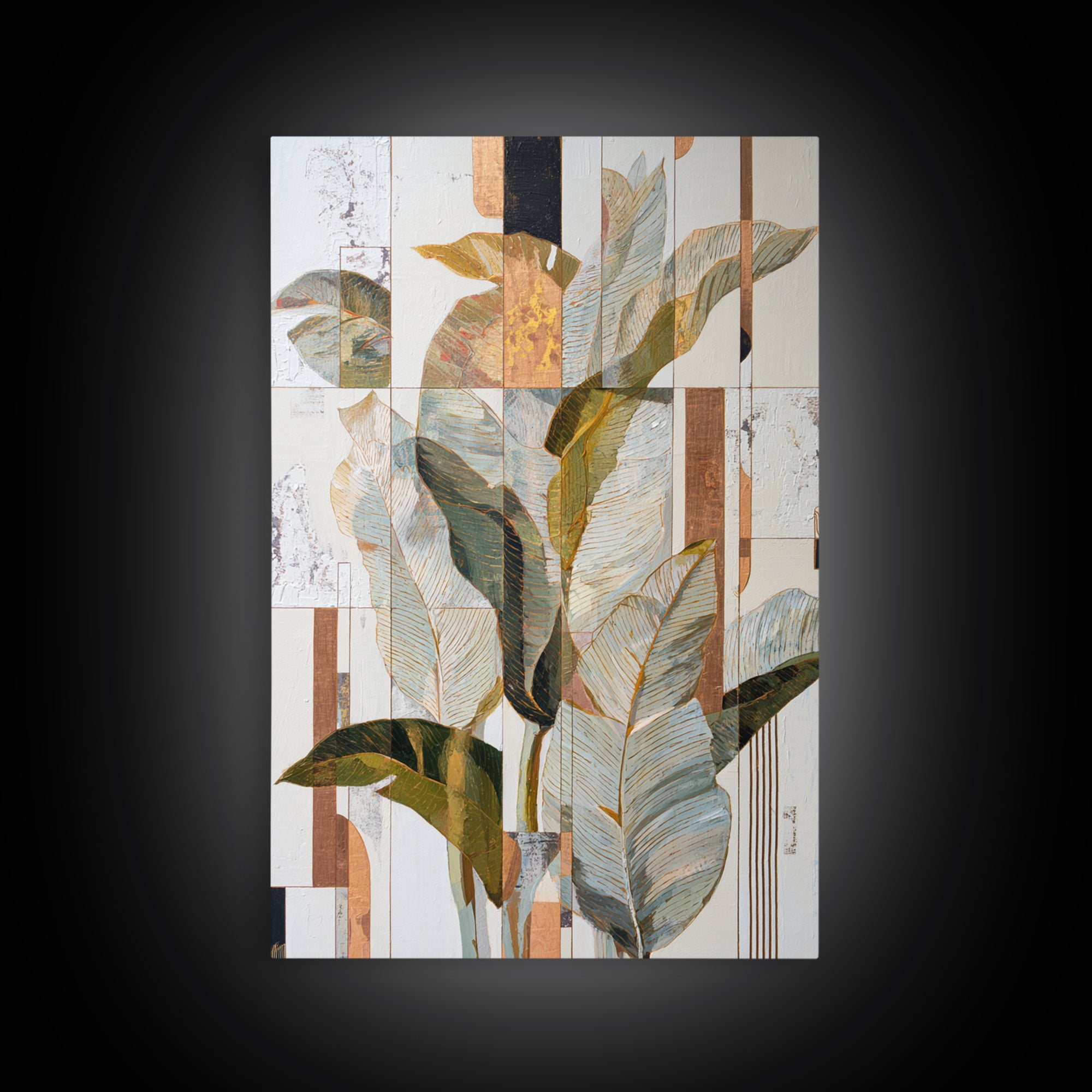 Modern Botanical Painting Framed Canvas Print, Modern Art, Canvas Wall Art, Living Room Decor, Oil Painting, Modern, MOD-2x3-85