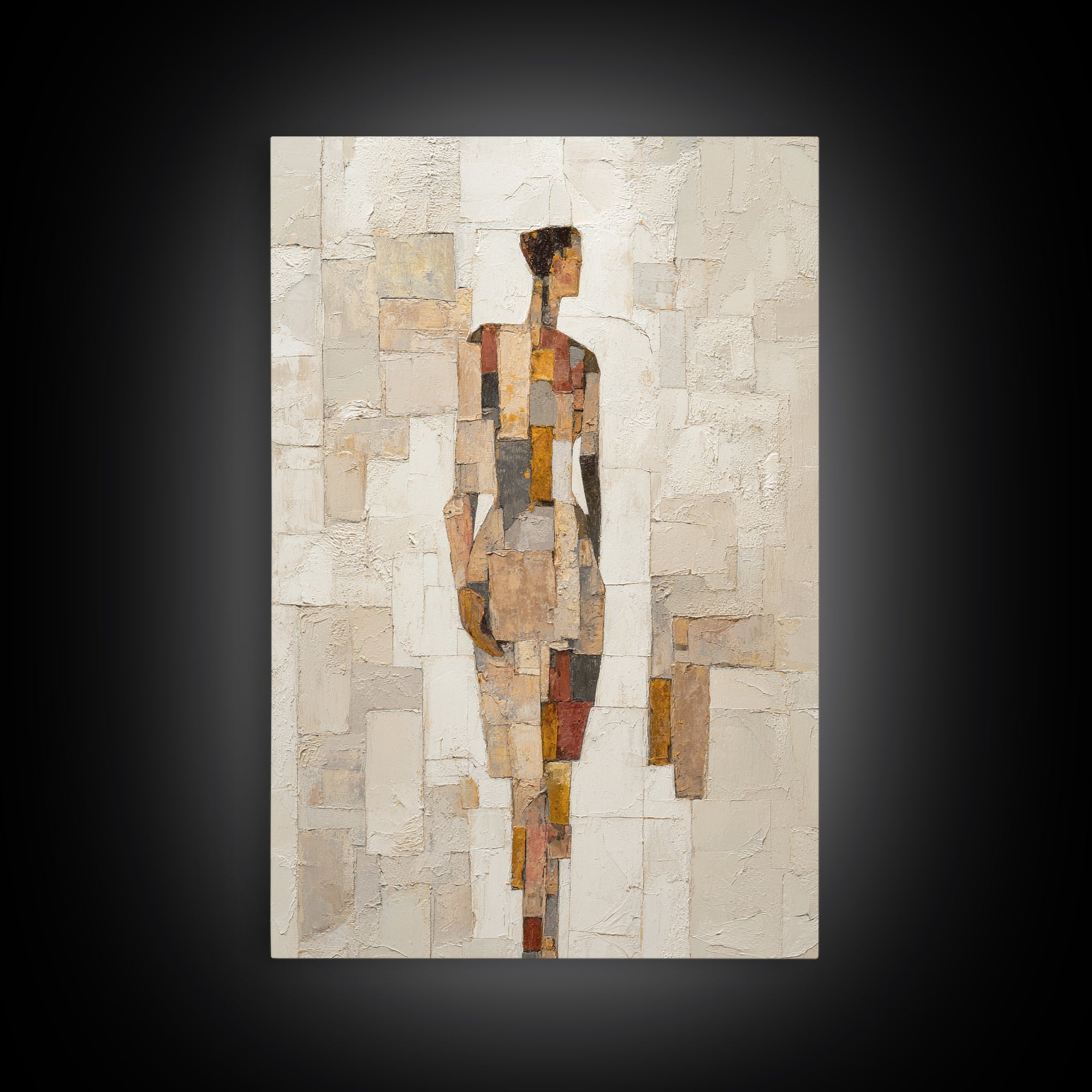 Fragmented Figure Study Framed Canvas Print, Modern Art, Wall Hanging, Living Room Decor, Oil Painting, Modern, MOD-2x3-97
