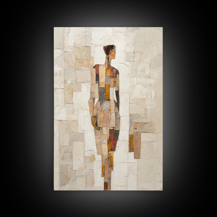 Fragmented Figure Study Framed Canvas Print, Modern Art, Wall Hanging, Living Room Decor, Oil Painting, Modern, MOD-2x3-97