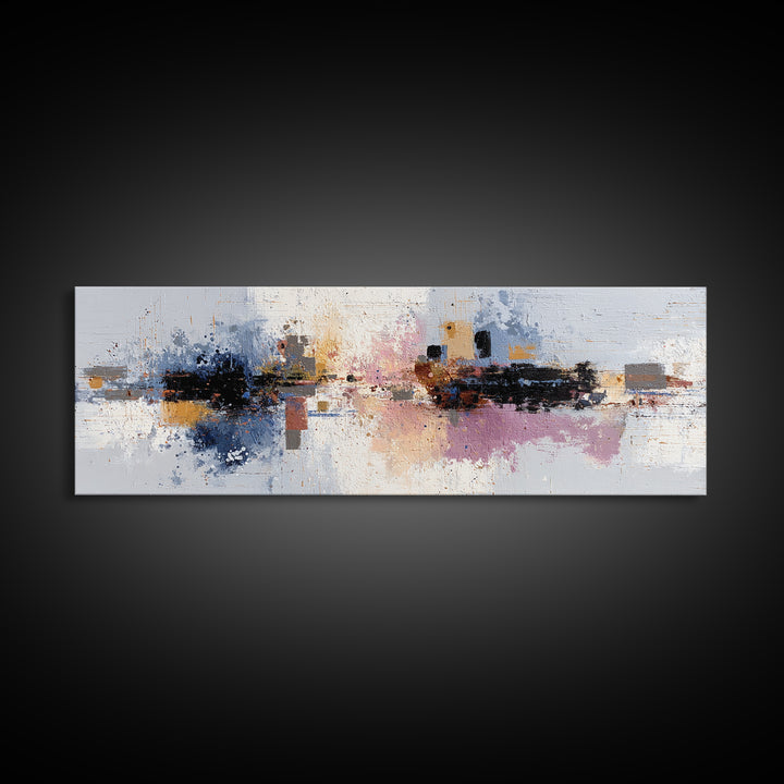 Expressive Brushwork in Cobalt and Rust Canvas Print, Modern Art, Canvas Art, Living Room Decor, Fine Art, Modern, Poster Art, MOD-3x1-46