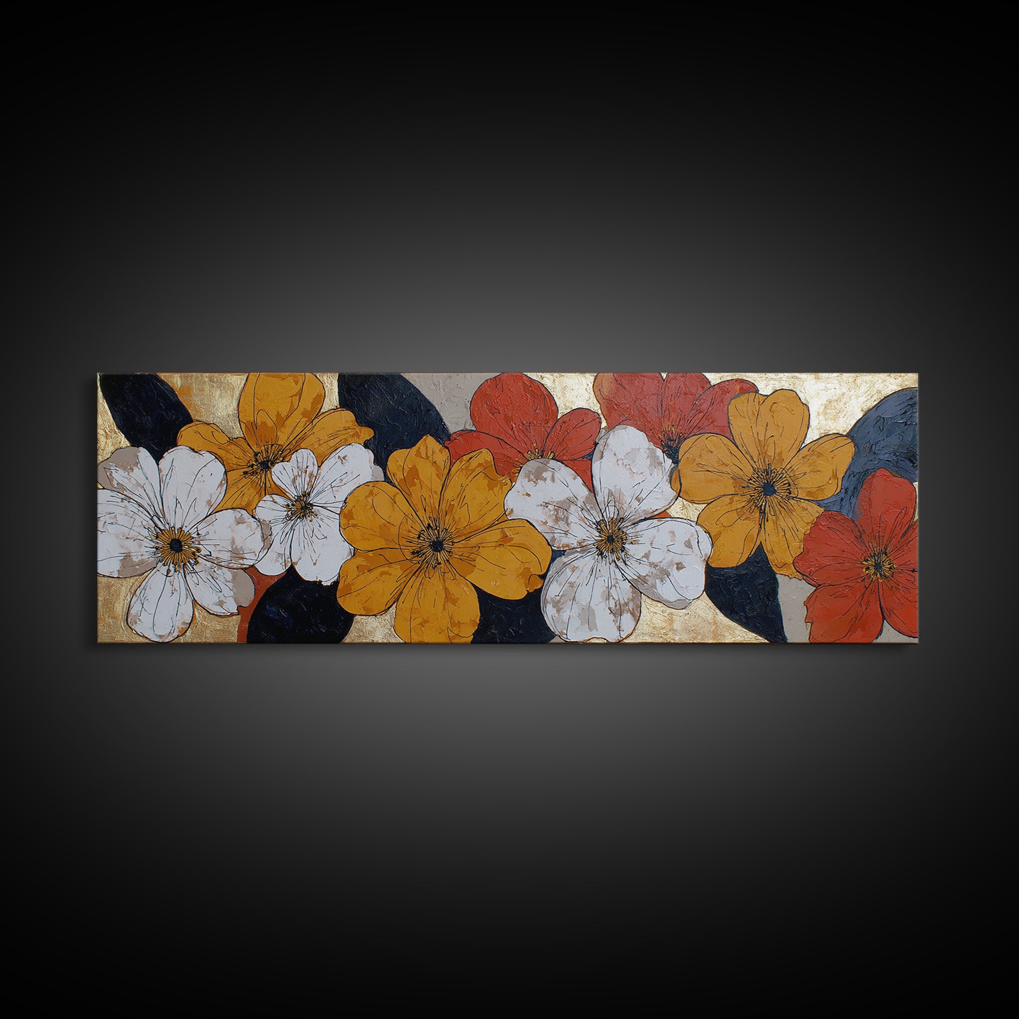 Bold Floral Forms Canvas Print, Modern Art, Boho Wall Decor, Living Room Decor, Modern, Fine Art Print, Statement Artwork, MOD-3x1-6