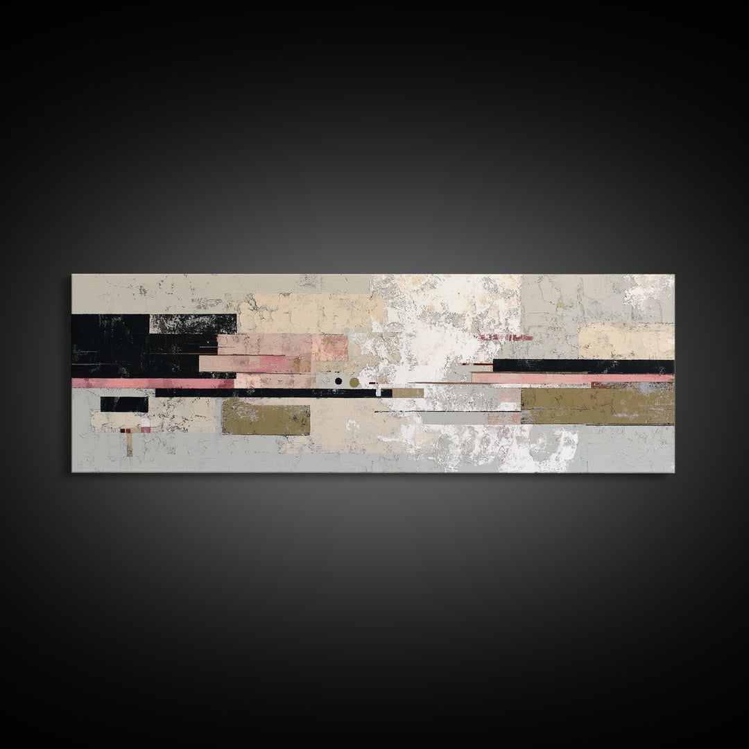 Geometric City Abstraction Framed Canvas Print, Modern Art, Contemporary Art, Living Room Decor, Abstract Art, Modern, MOD-3x1-68
