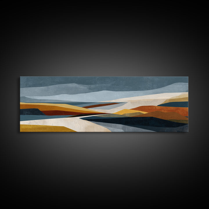 Modern Landscape with Simplified Horizon Framed Canvas Print, Modern Art, Set of 3 Prints, Living Room Decor, Oil Painting, MOD-3x1-73
