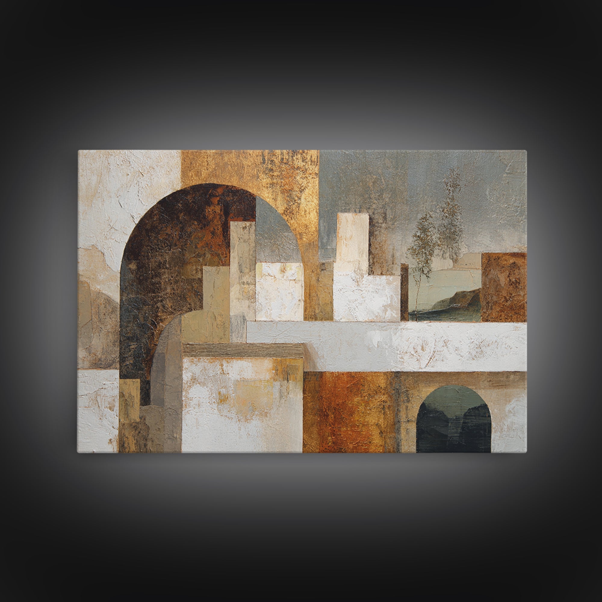 Architectural Arch Composition Framed Canvas Print, Modern Art, Living Room Decor, Abstract Art, Modern, Gallery Decor, MOD-3x2-25