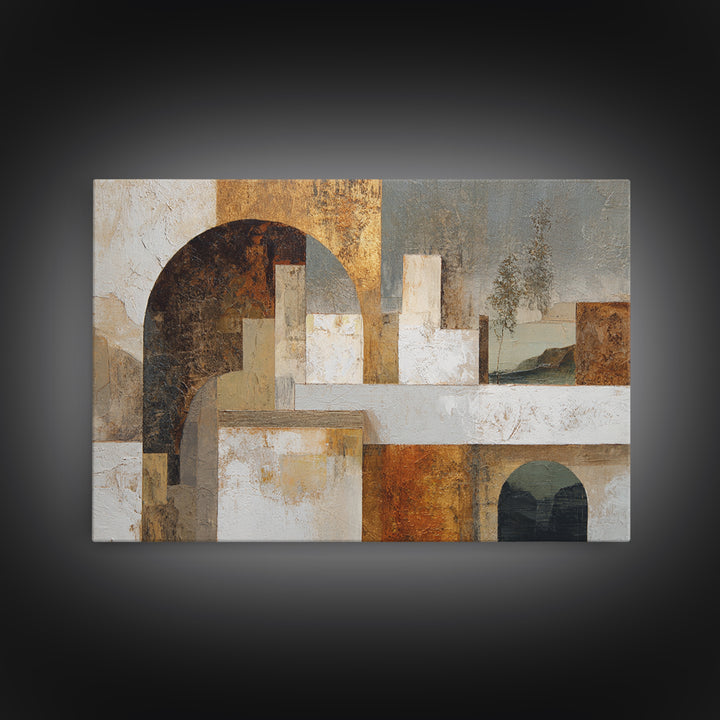 Architectural Arch Composition Framed Canvas Print, Modern Art, Living Room Decor, Abstract Art, Modern, Gallery Decor, MOD-3x2-25