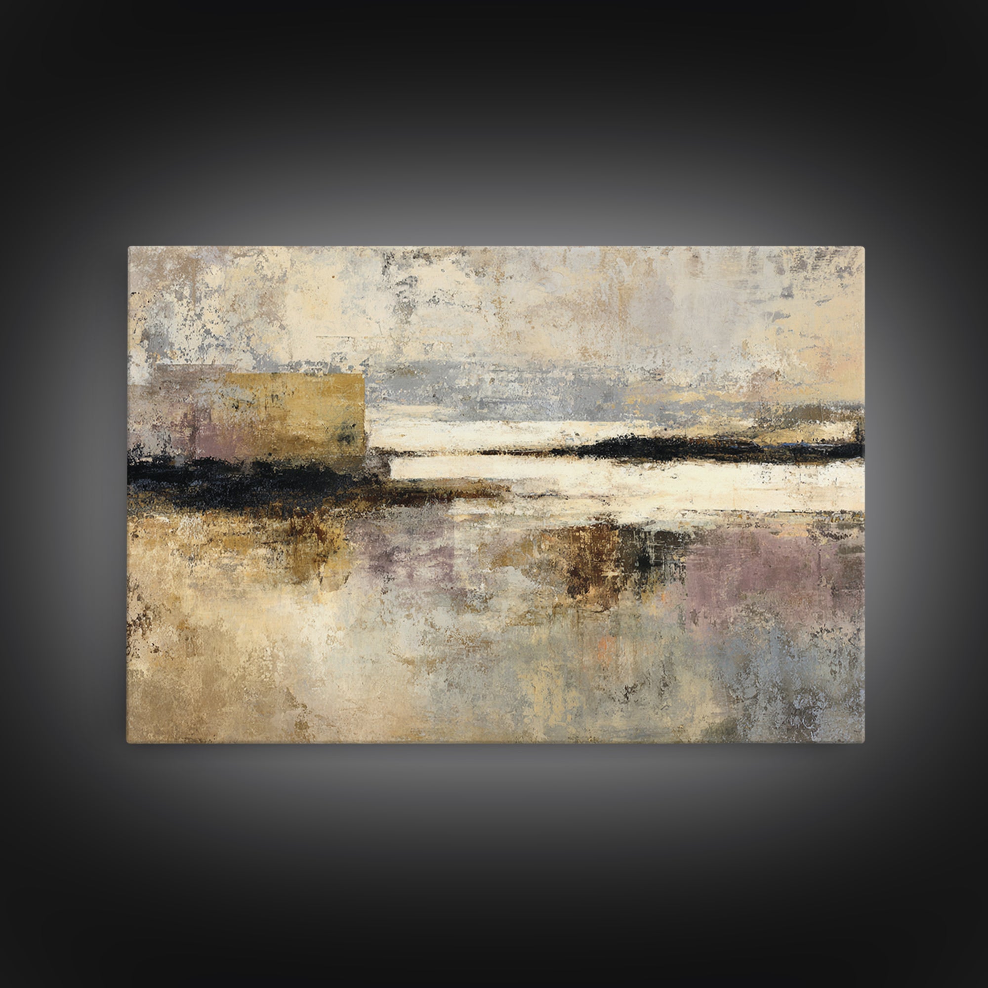 Modern Coastal Landscape Framed Canvas Print, Modern Art, Canvas Wall Art, Living Room Decor, Watercolor Art, Modern, MOD-3x2-46