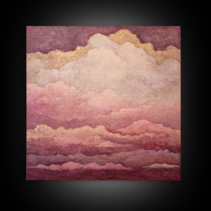 All Pink Cloudscape Framed Canvas Print, Monochrome Art, Digital Prints, Living Room Decor, Fine Art, Mono, Apartment Decor, MON-1x1-12