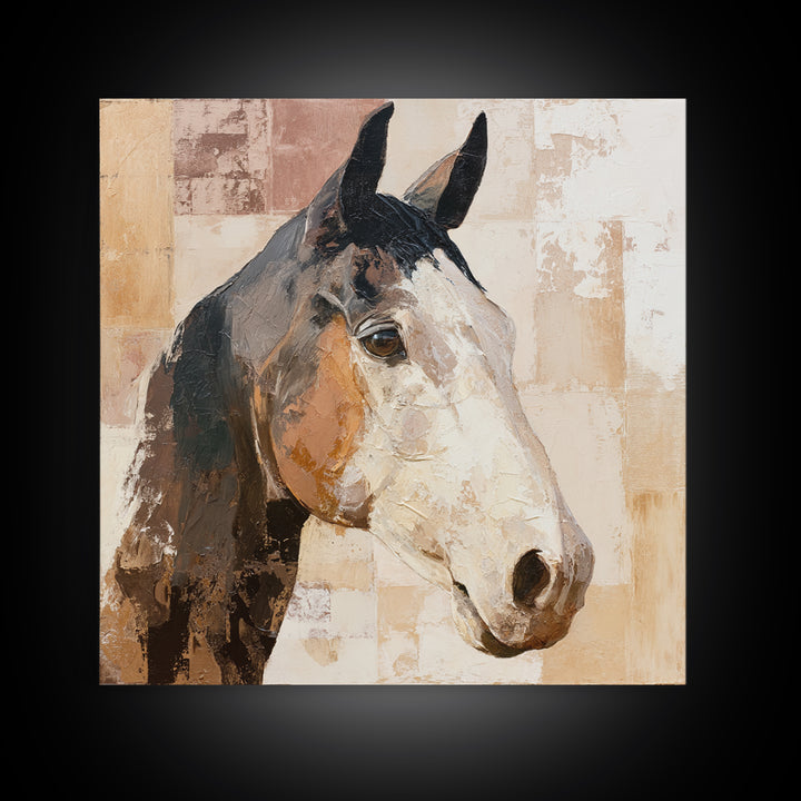 Sepia Horse Portrait Framed Canvas Print, Monochrome Art, Living Room Decor, Fine Art, Mono, Gallery Decor, Wall Decor, MON-1x1-2