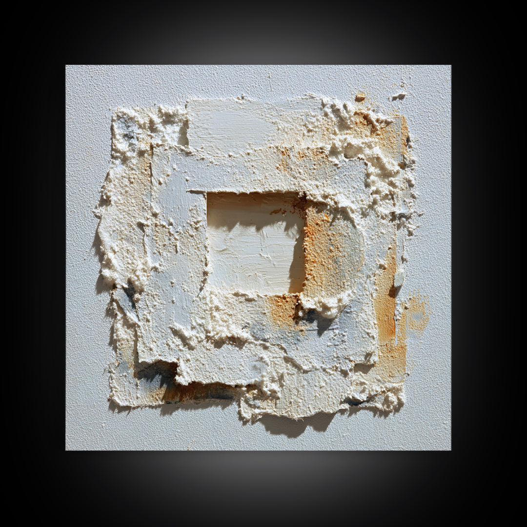 Cream on Cream Minimalist Forms Canvas Print, Monochrome Art, Printable Art, Living Room Decor, Oil Painting, Mono, MON-1x1-22
