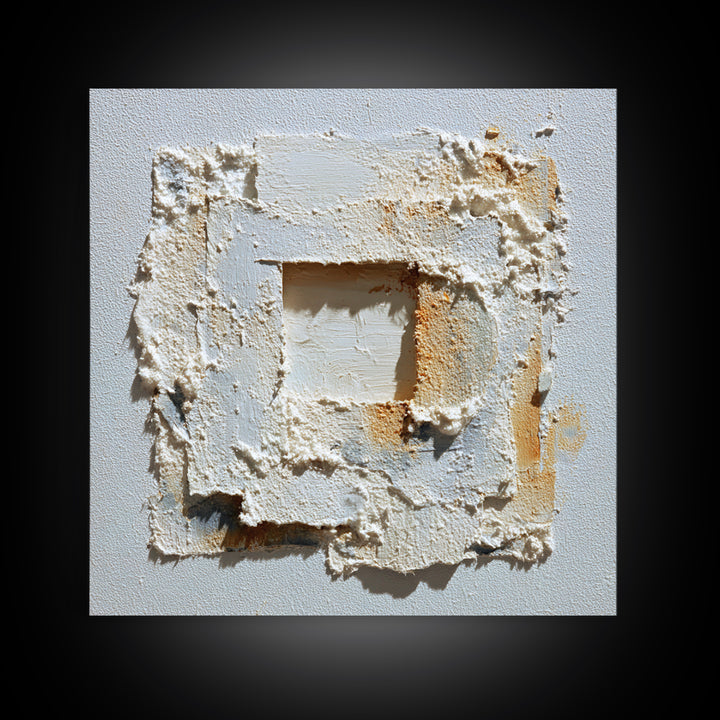 Cream on Cream Minimalist Forms Canvas Print, Monochrome Art, Printable Art, Living Room Decor, Oil Painting, Mono, MON-1x1-22