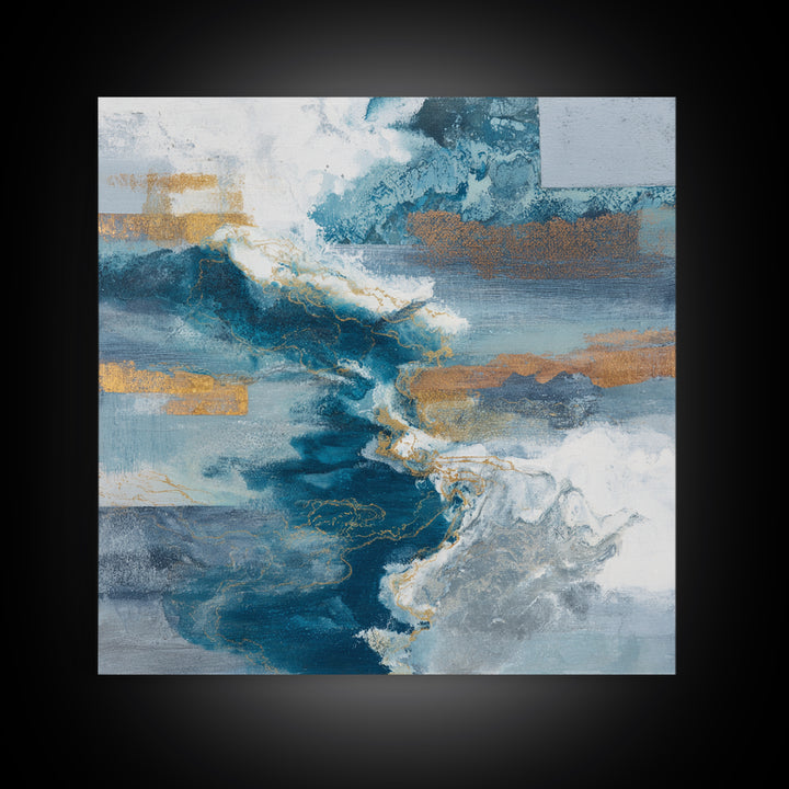 All Blue Ocean Abstraction Canvas Print, Monochrome Art, Neutral Decor, Living Room Decor, Fine Art, Mono, Home Decor, MON-1x1-25