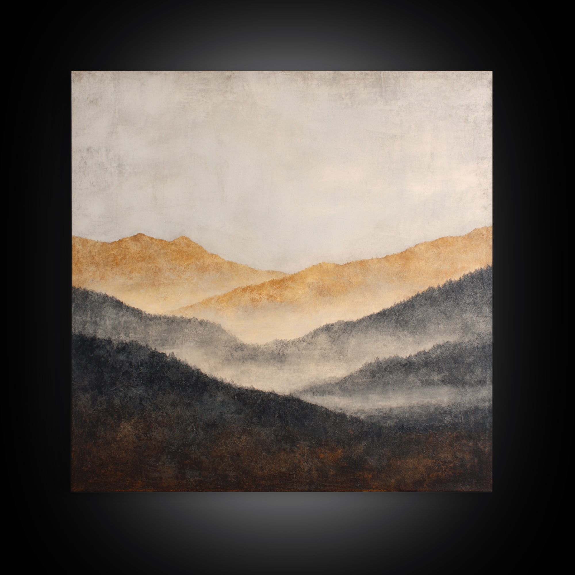 Charcoal Mountain Landscape Framed Canvas Print, Monochrome Art, Printable Wall Art, Living Room Decor, Fine Art, Mono, MON-1x1-28