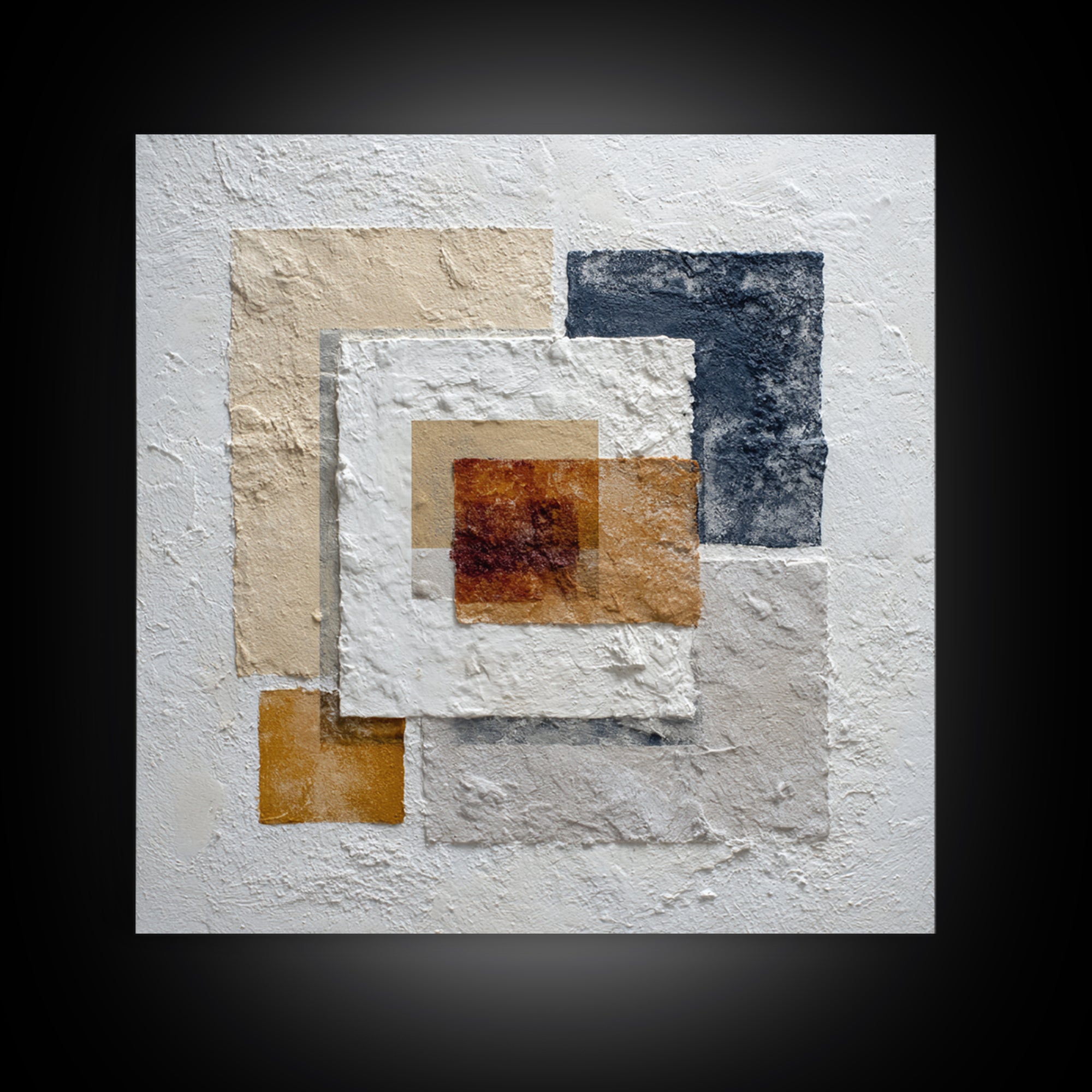 Ivory White Plaster Texture Composition Framed Canvas Print, Monochrome Art, Modern Decor, Living Room Decor, Fine Art, Mono, MON-1x1-29
