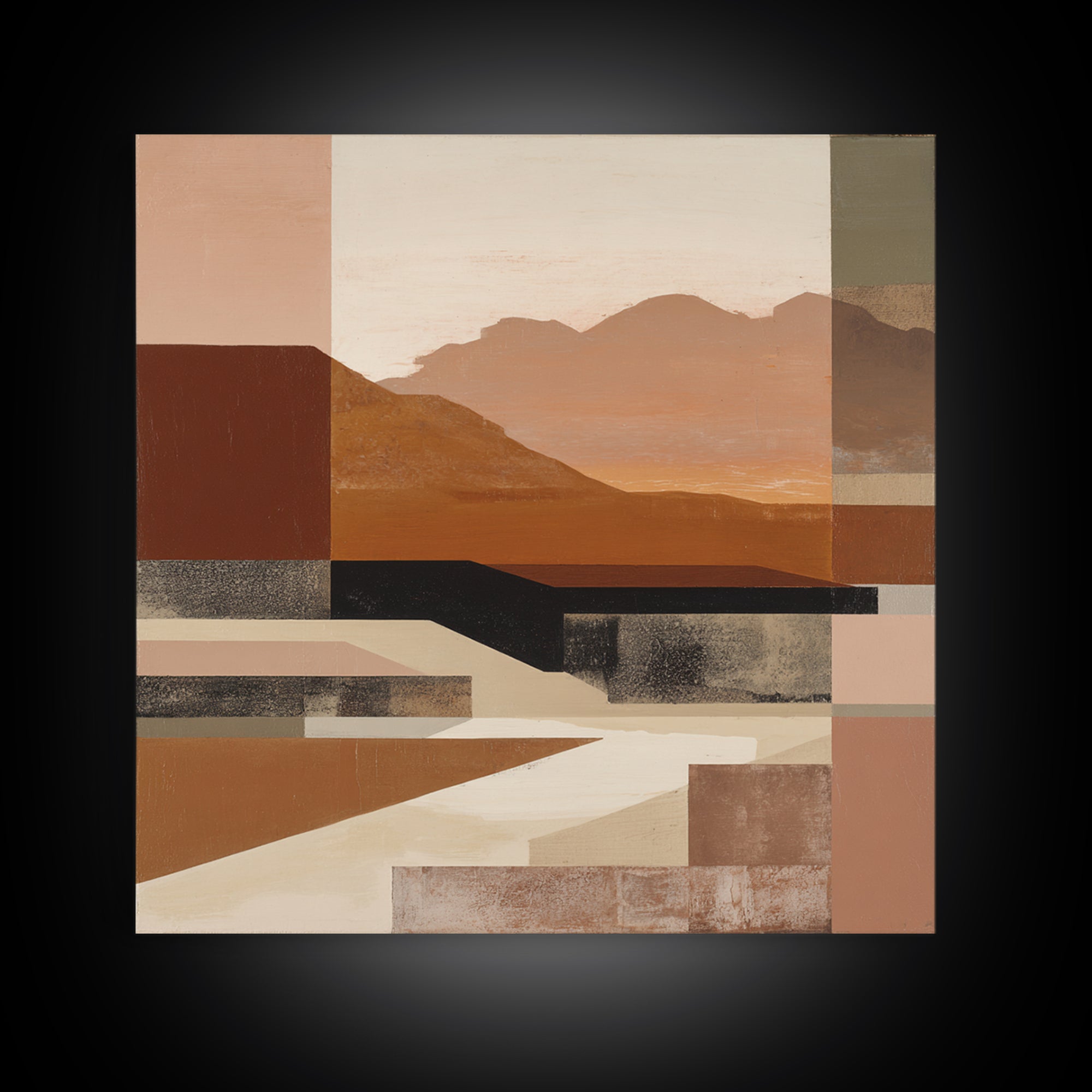 Warm Brown Desert Landscape Framed Canvas Print, Monochrome Art, Fine Art Print, Living Room Decor, Mono, Digital Prints, MON-1x1-33