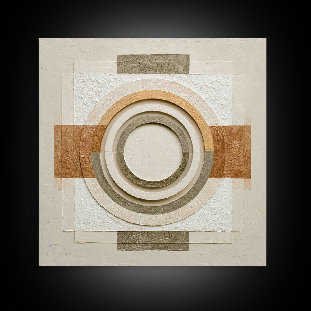 Cream on Cream Minimalist Forms Framed Canvas Print, Monochrome Art, Modern Wall Art, Living Room Decor, Fine Art, Mono, MON-1x1-46