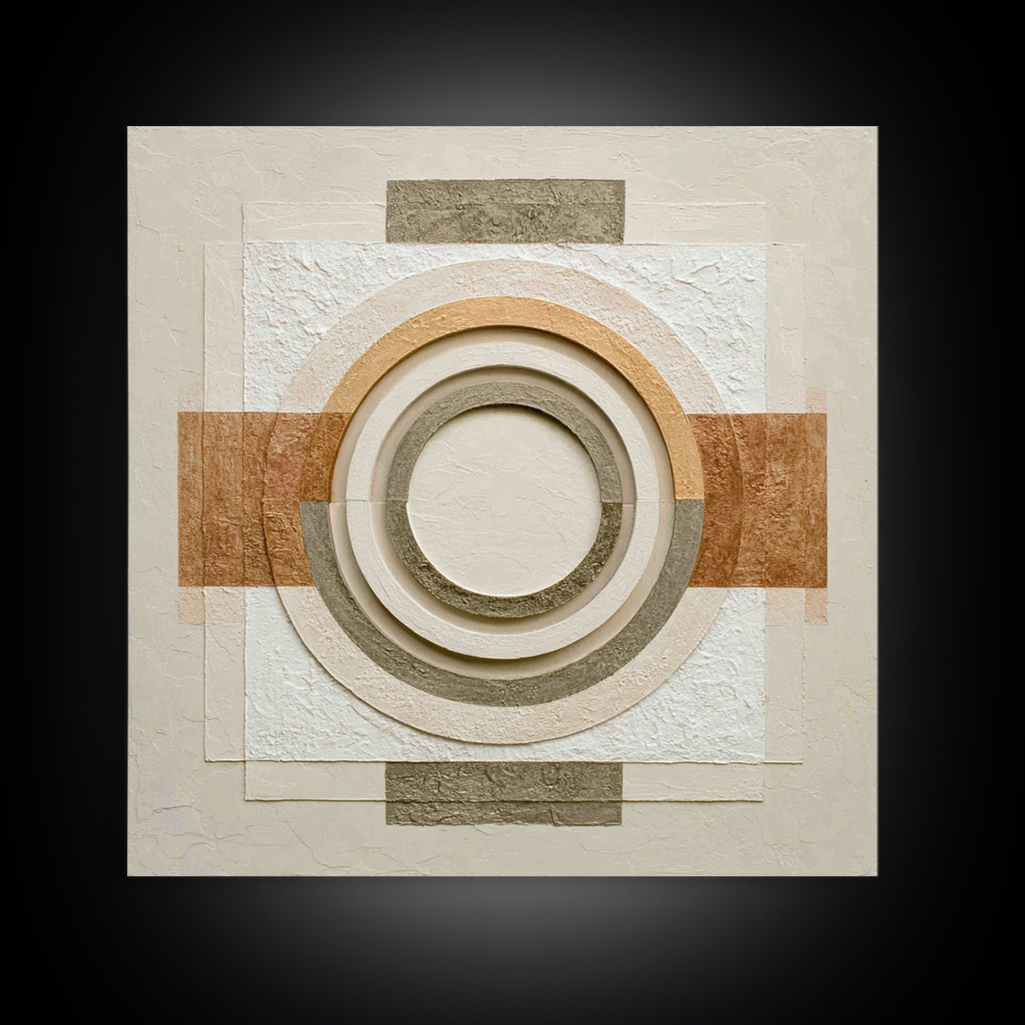 Cream on Cream Minimalist Forms Framed Canvas Print, Monochrome Art, Modern Wall Art, Living Room Decor, Fine Art, Mono, MON-1x1-46