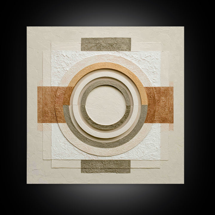 Cream on Cream Minimalist Forms Framed Canvas Print, Monochrome Art, Modern Wall Art, Living Room Decor, Fine Art, Mono, MON-1x1-46