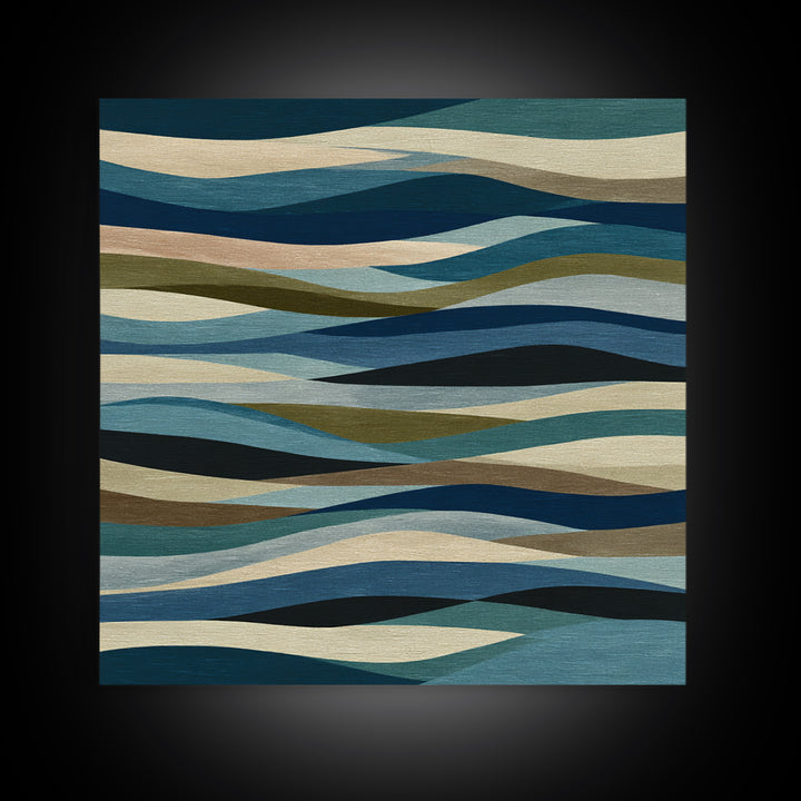 All Blue Ocean Abstraction Canvas Print, Monochrome Art, Neutral Decor, Living Room Decor, Fine Art, Mono, Home Decor, MON-1x1-49
