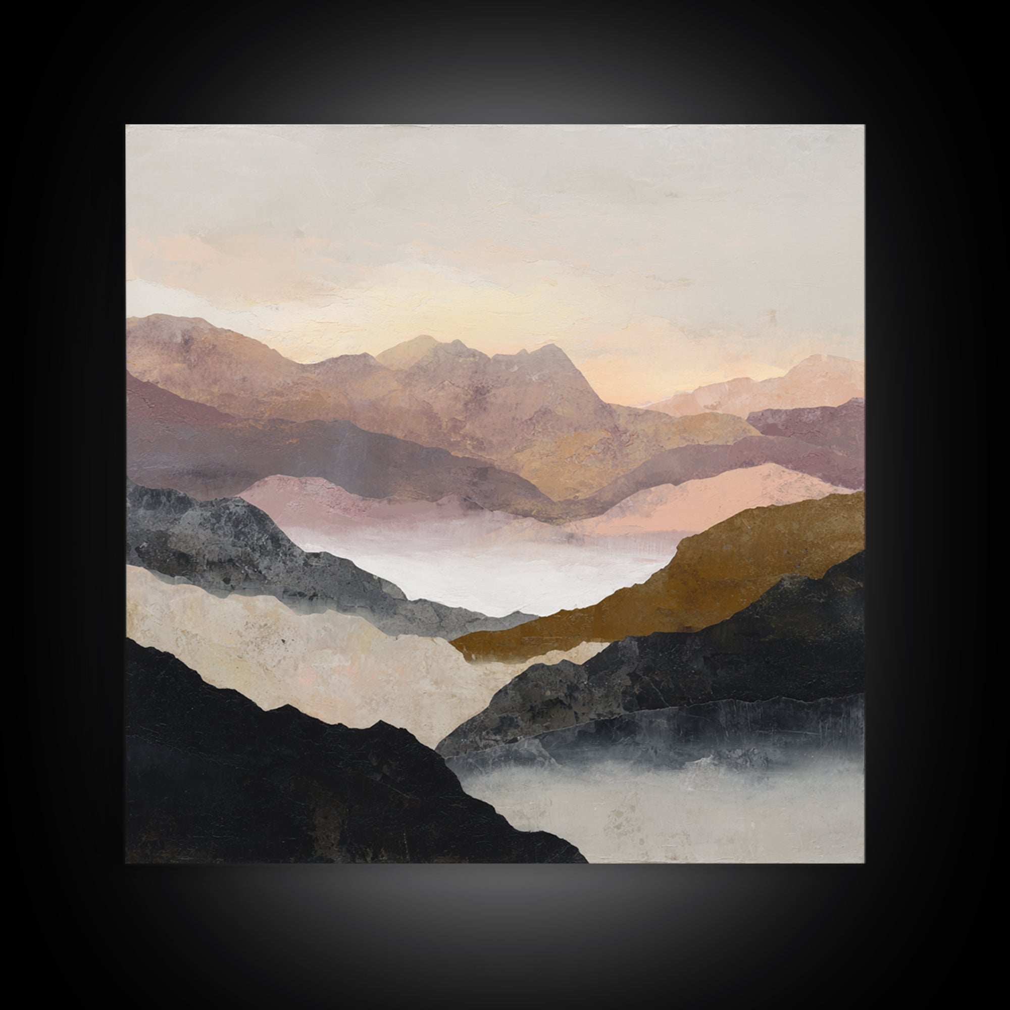 Charcoal Mountain Landscape Framed Canvas Print, Monochrome Art, Living Room Decor, Fine Art, Mono, Gallery Decor, Wall Decor, MON-1x1-52
