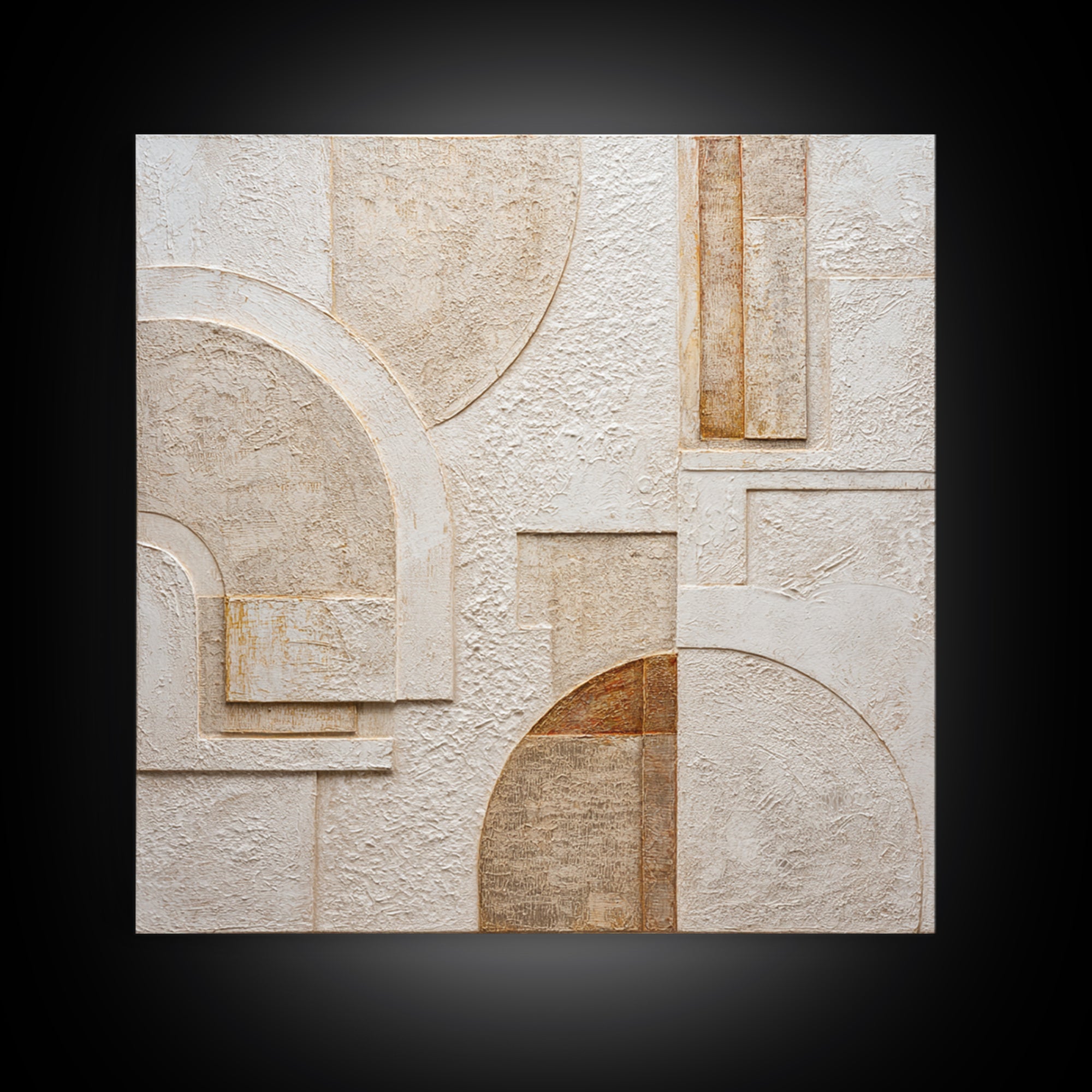 Ivory White Plaster Texture Composition Framed Canvas Print, Monochrome Art, Modern Decor, Living Room Decor, Fine Art, Mono, MON-1x1-53