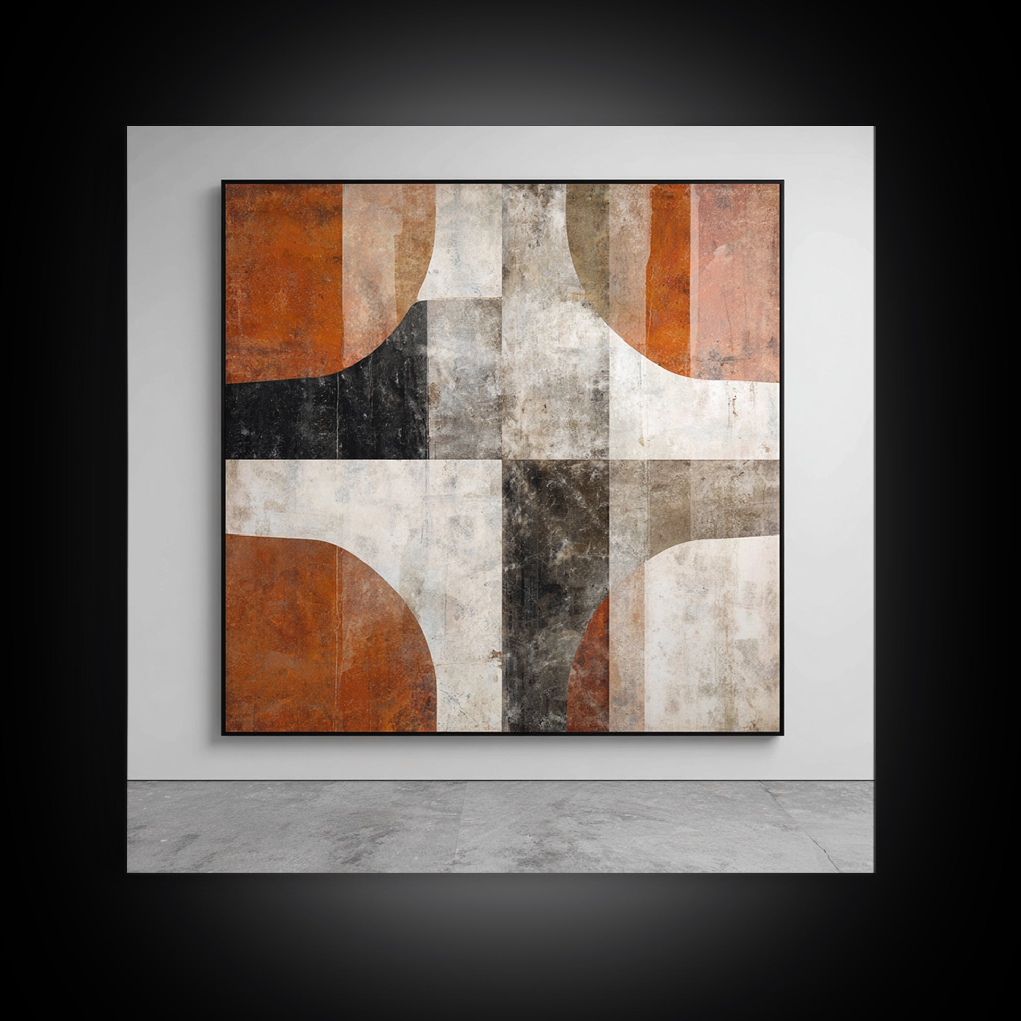 Burnt Orange Canyon Abstraction Framed Canvas Print, Monochrome Art, Printable Art, Living Room Decor, Fine Art, Mono, MON-1x1-64
