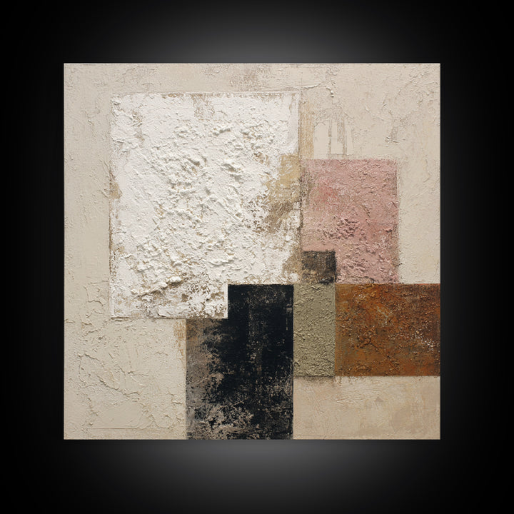 Ivory White Plaster Texture Composition Canvas Print, Monochrome Art, Room Decor, Living Room Decor, Mono, Mid Century Modern, MON-1x1-77