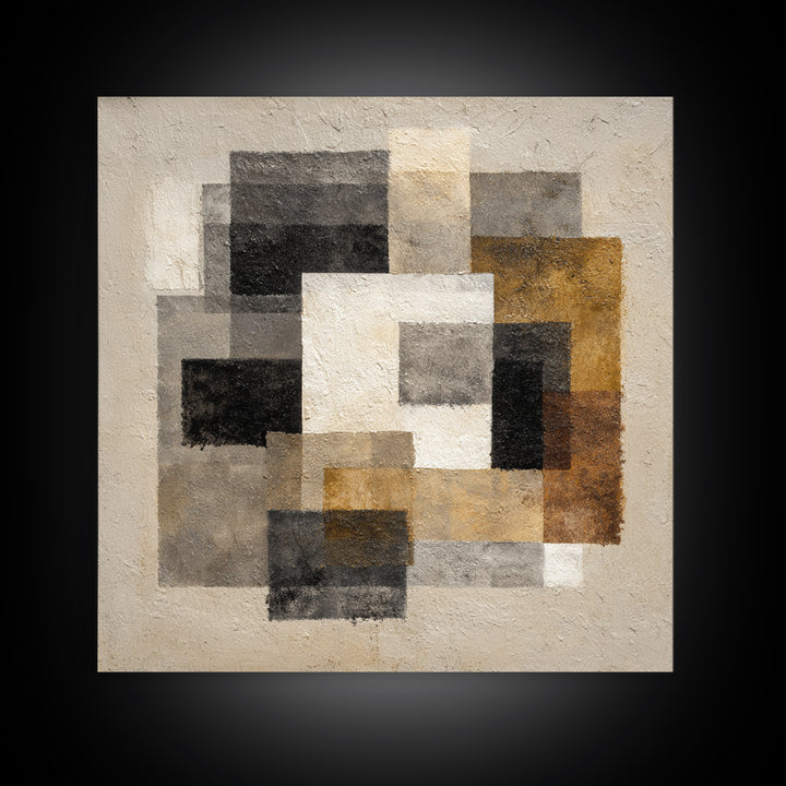 Black Ink Abstract Framed Canvas Print, Monochrome Art, Gallery Decor, Living Room Decor, Abstract Art, Mono, Contemporary Art, MON-1x1-78