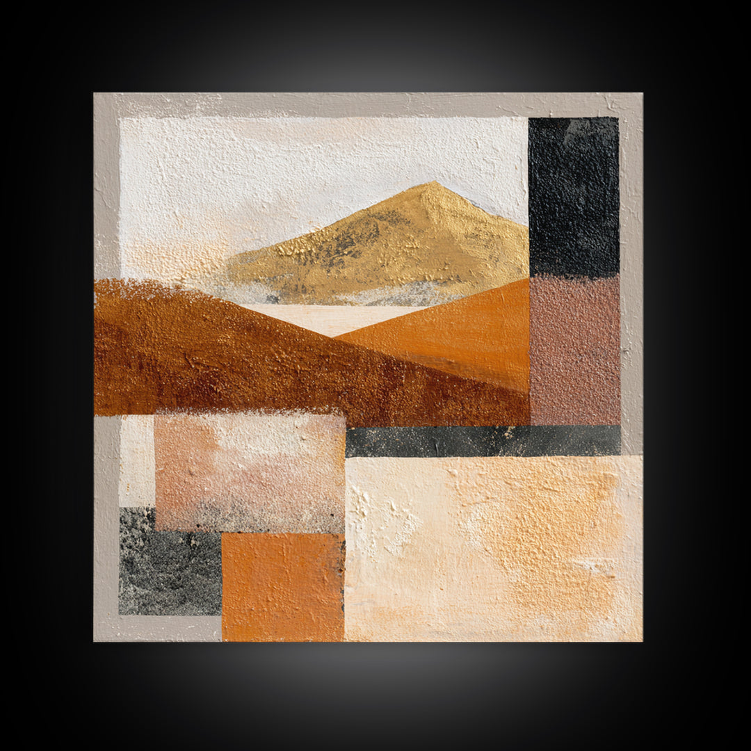 Warm Brown Desert Landscape Canvas Print, Monochrome Art, Textured Painting, Living Room Decor, Oil Painting, Mono, MON-1x1-81