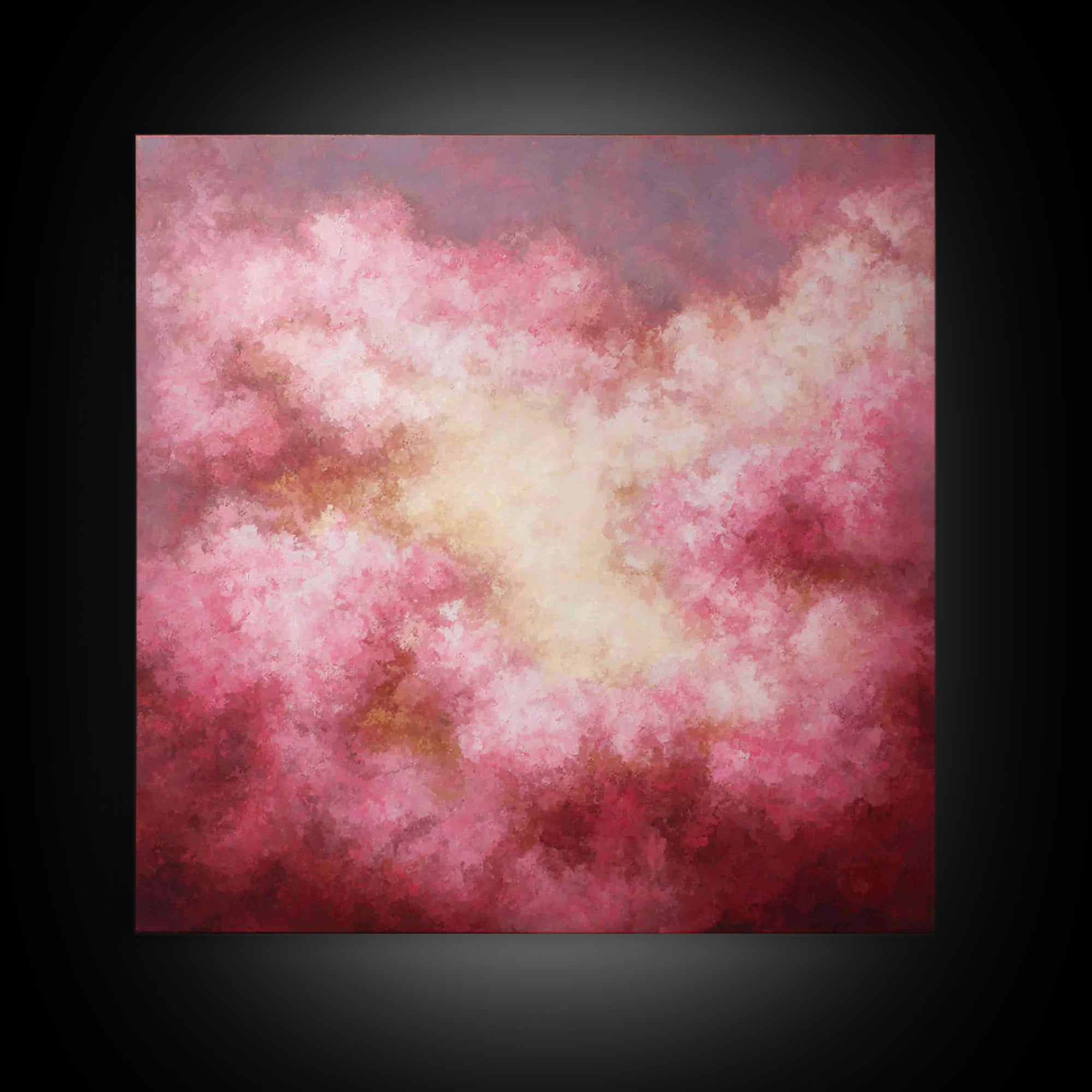 All Pink Cloudscape Framed Canvas Print, Monochrome Art, Abstract Painting, Living Room Decor, Abstract Art, Mono, Luxury Decor, MON-1x1-84