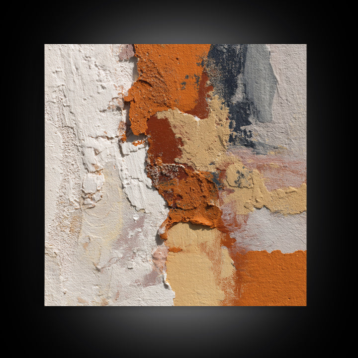 Burnt Orange Canyon Abstraction Framed Canvas Print, Monochrome Art, Textured Painting, Living Room Decor, Oil Painting, Mono, MON-1x1-88