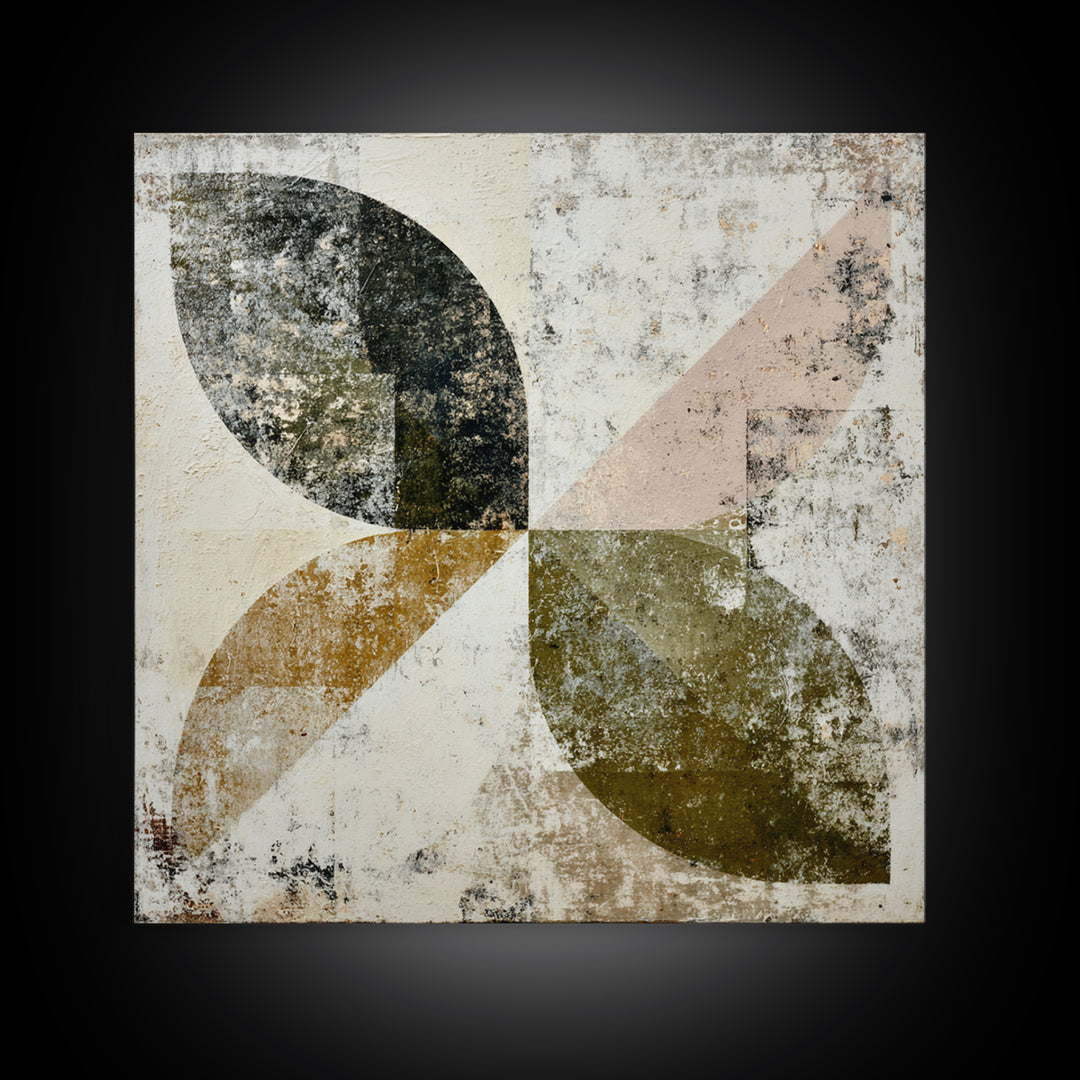 Olive Green Abstract Leaf Pattern Canvas Print, Monochrome Art, Modern Art, Living Room Decor, Watercolor Art, Mono, MON-1x1-92