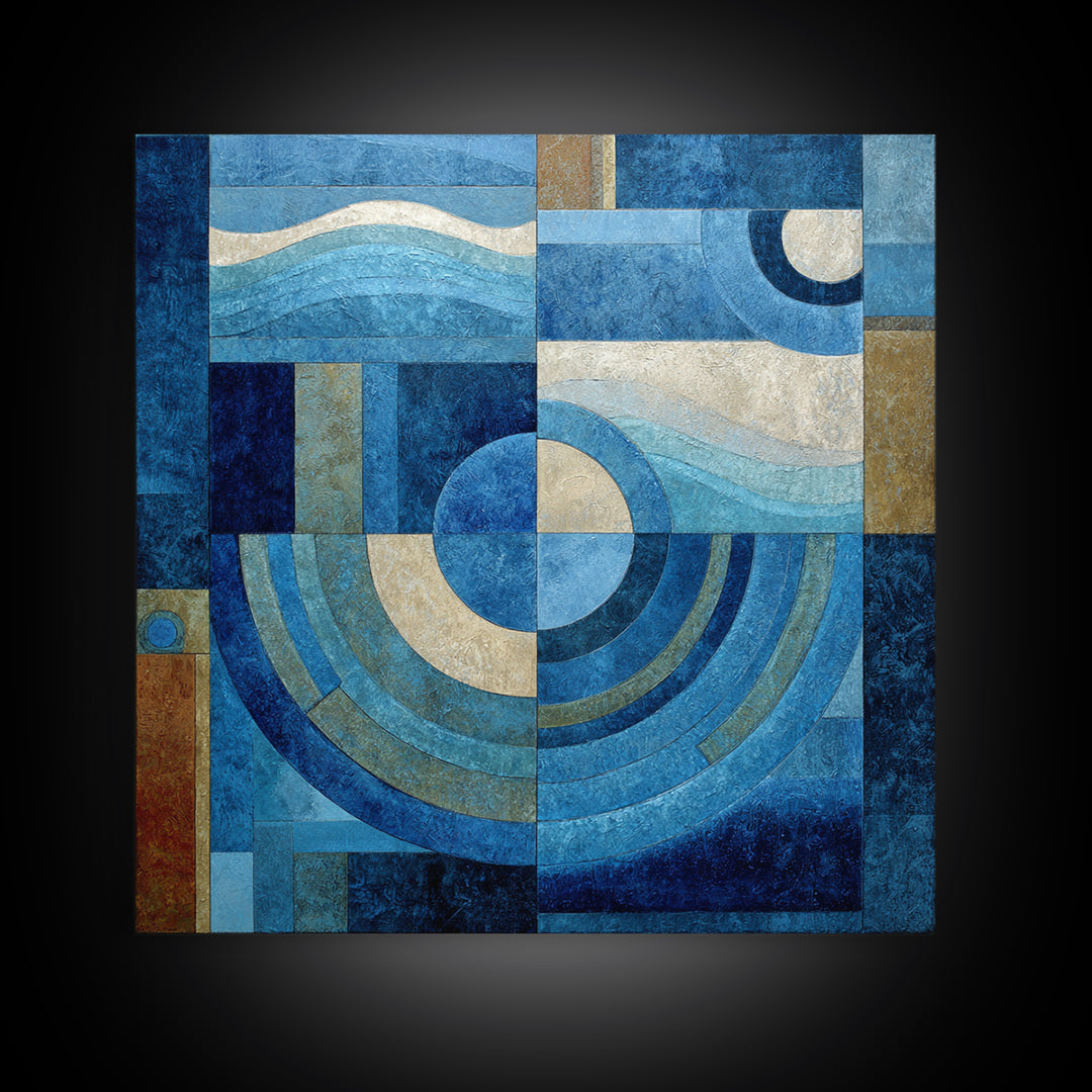 All Blue Ocean Abstraction Canvas Print, Monochrome Art, Wall Art, Living Room Decor, Mono, Abstract Art, Bedroom Decor, MON-1x1-97