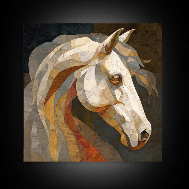 Sepia Horse Portrait Canvas Print, Monochrome Art, Statement Artwork, Living Room Decor, Fine Art, Mono, Digital Art, MON-1x1-98