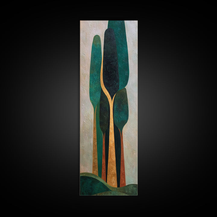 Deep Green Forest Silhouette Study Canvas Print, Monochrome Art, Digital Prints, Living Room Decor, Mono, Apartment Decor, MON-1x3-25