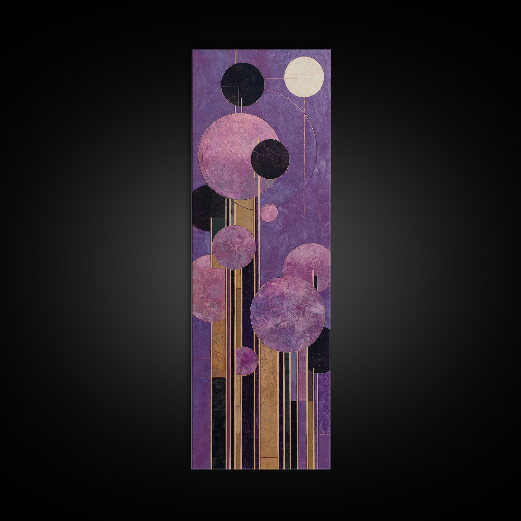 Purple Night Sky Canvas Print, Monochrome Art, Living Room Decor, Oil Painting, Mono, Apartment Decor, Printable Art, MON-1x3-27