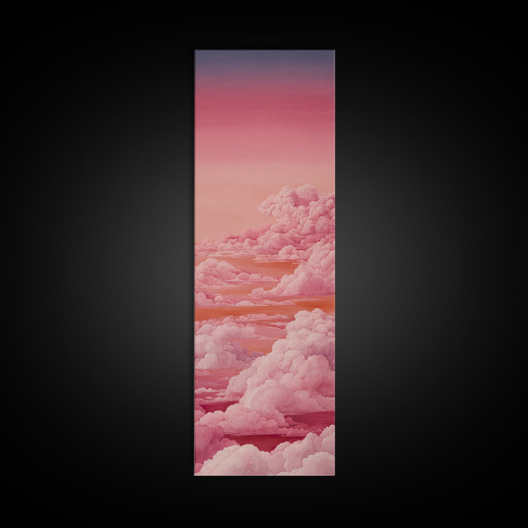 All Pink Cloudscape Canvas Print, Monochrome Art, Wall Art, Living Room Decor, Watercolor Art, Mono, Abstract Art, MON-1x3-48
