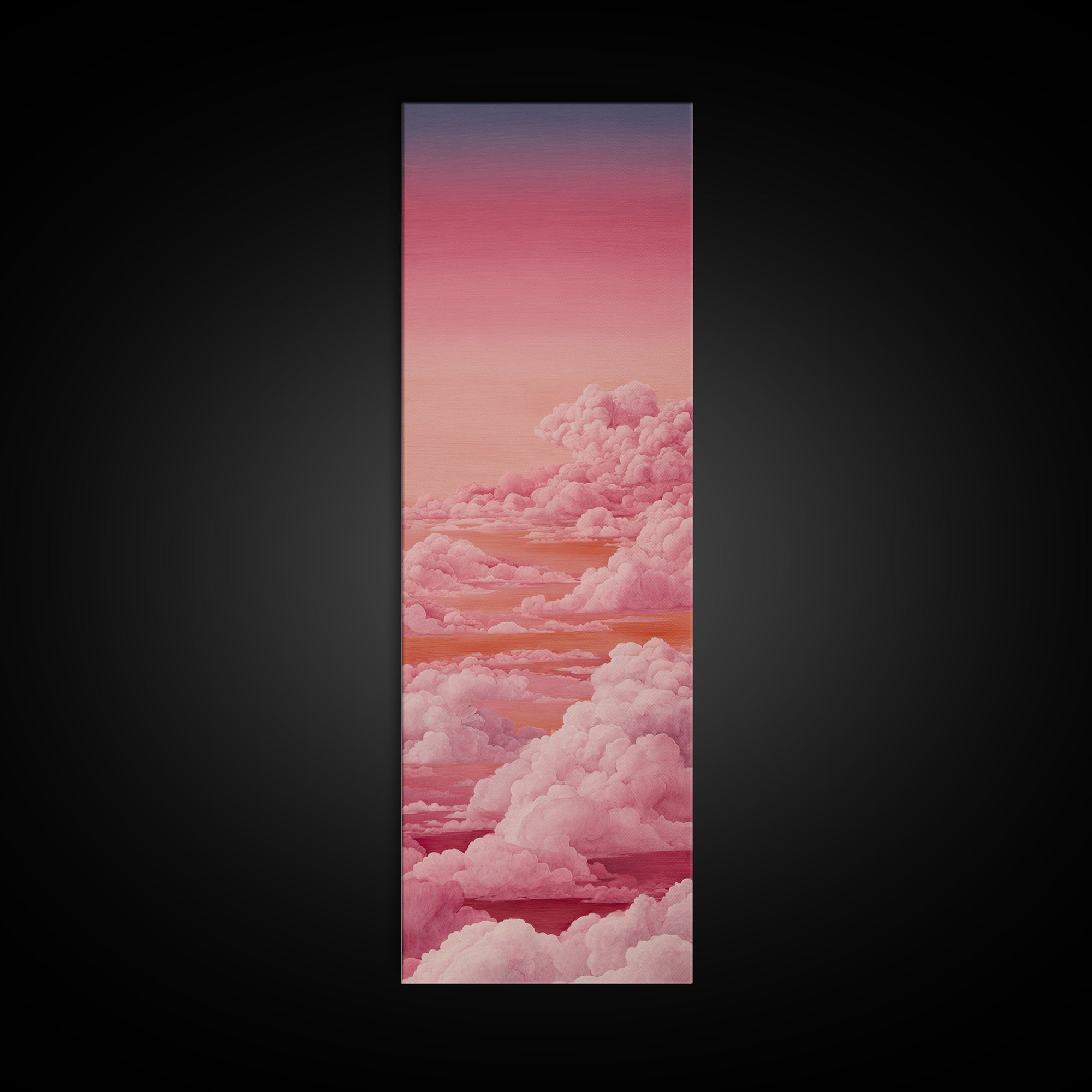 All Pink Cloudscape Canvas Print, Monochrome Art, Wall Art, Living Room Decor, Watercolor Art, Mono, Abstract Art, MON-1x3-48