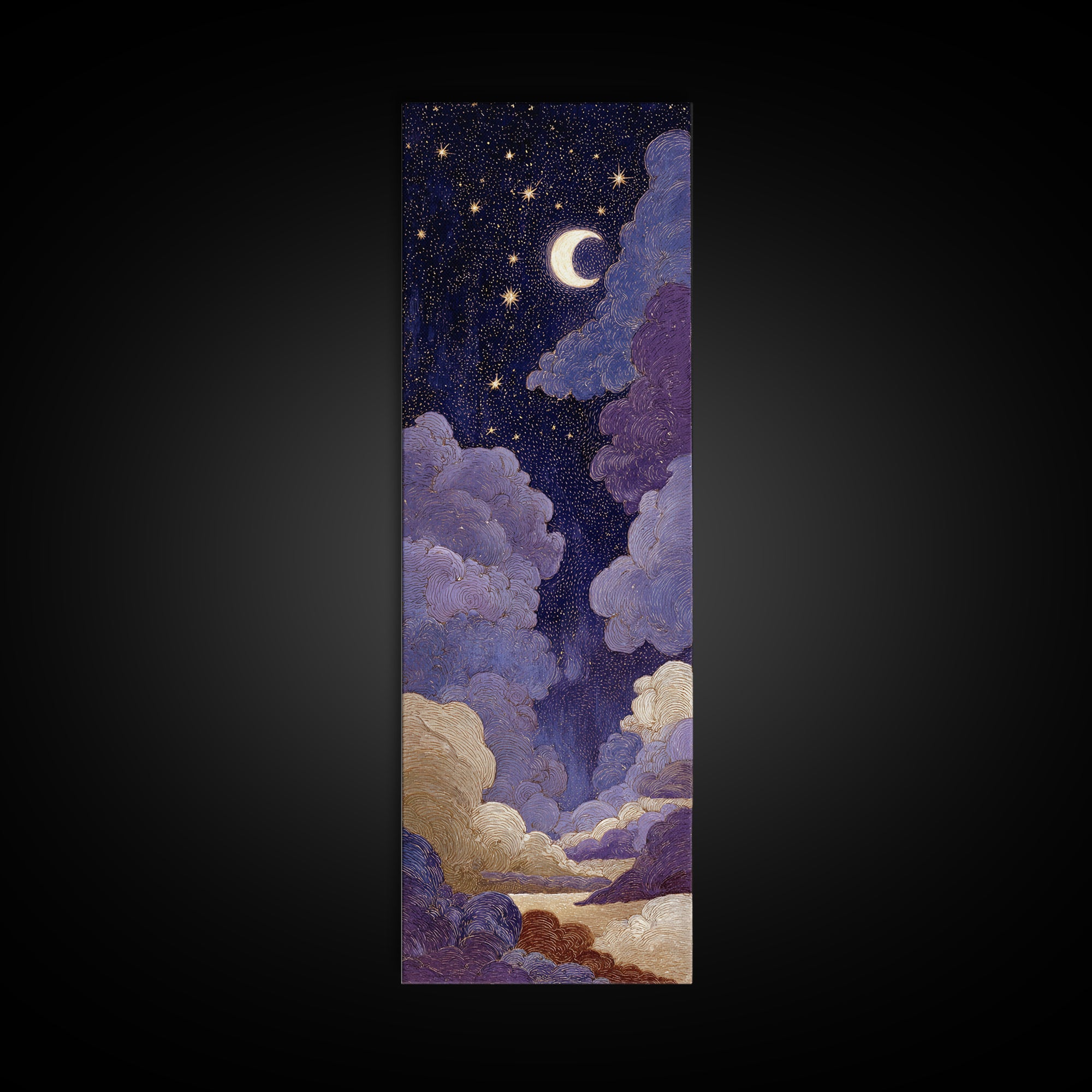 Purple Night Sky Canvas Print, Monochrome Art, Digital Print, Living Room Decor, Abstract Art, Mono, Modern Art, Moody Wall Art, MON-1x3-51