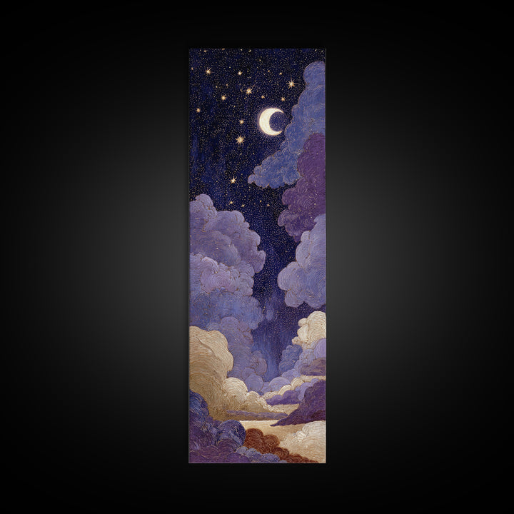 Purple Night Sky Canvas Print, Monochrome Art, Digital Print, Living Room Decor, Abstract Art, Mono, Modern Art, Moody Wall Art, MON-1x3-51