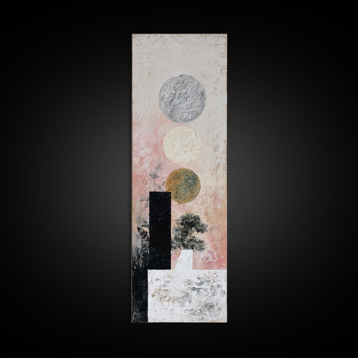 Silver Ocean Moonlight Scene Canvas Print, Monochrome Art, Large Wall Art, Living Room Decor, Fine Art, Mono, Modern Wall Art, MON-1x3-55