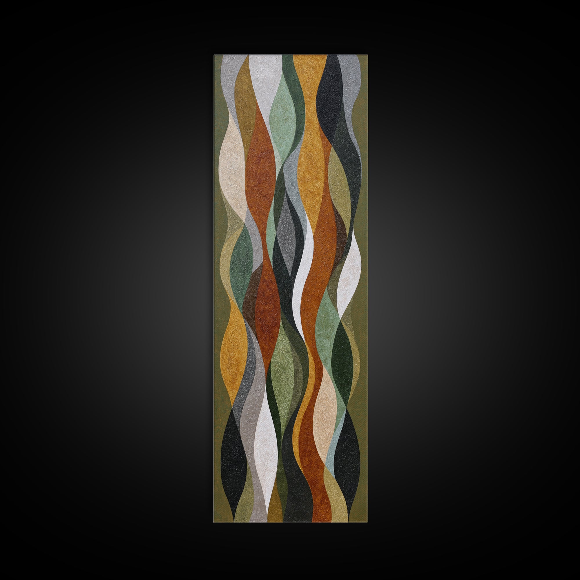 Olive Green Abstract Leaf Pattern Canvas Print, Monochrome Art, Mid Century Modern, Living Room Decor, Fine Art, Mono, MON-1x3-56