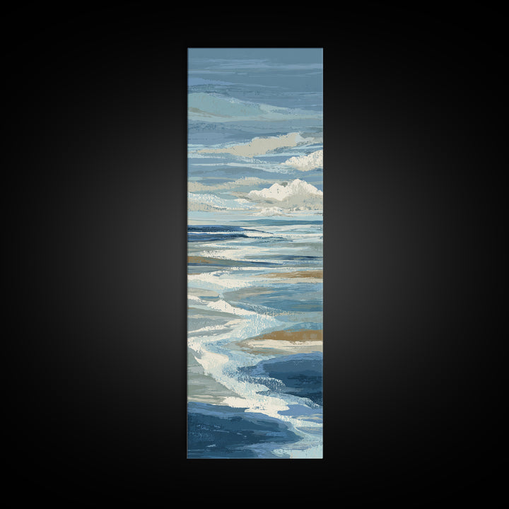 All Blue Ocean Abstraction Framed Canvas Print, Monochrome Art, Textured Painting, Living Room Decor, Fine Art, Mono, MON-1x3-61
