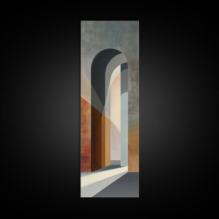 Gray Architectural Arch and Shadow Study Framed Canvas Print, Monochrome Art, Modern Art, Living Room Decor, Fine Art, Mono, MON-1x3-70