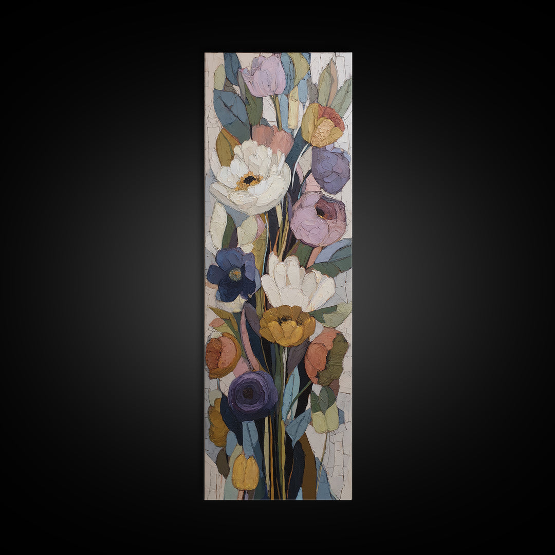 Monochrome Floral Bouquet Canvas Print, Monochrome Art, Minimalist Wall Art, Living Room Decor, Mono, Minimalist Decor, MON-1x3-78
